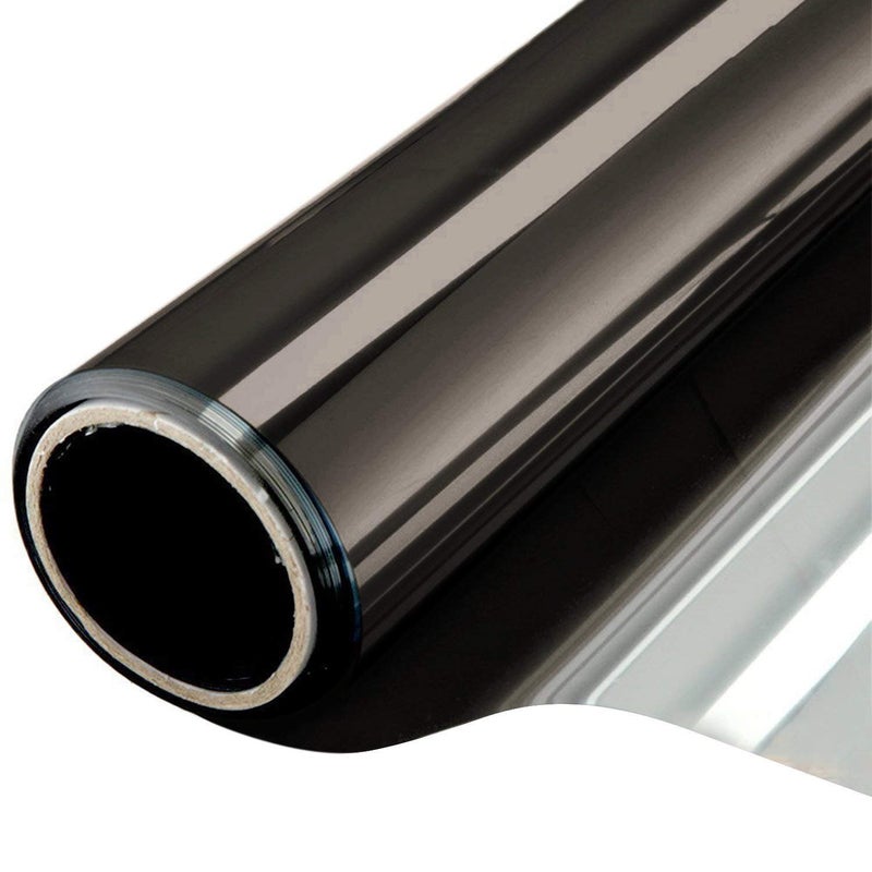 WPCTEV Reflective Window Film Mirror One Way Daytime Privacy Anti UV Static Cling Window Film Removable Decorative Screen Stickers Black & Silver 6 Mil 23.6 Inch x 6.5 Feet - Image 1